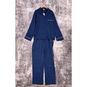 New Eberjey Pajama Set XL Mens Charles Washable Silk Blue